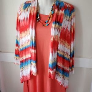 Light weight shrug coral white blue,light yellow